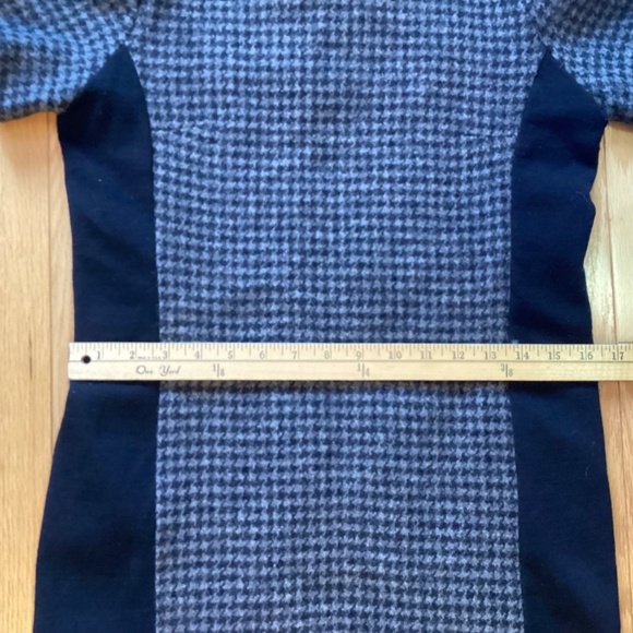 J Crew Wool w/ Leather Trim Dress, Houndstooth, short sleeve, size 8, - Picture 10 of 11